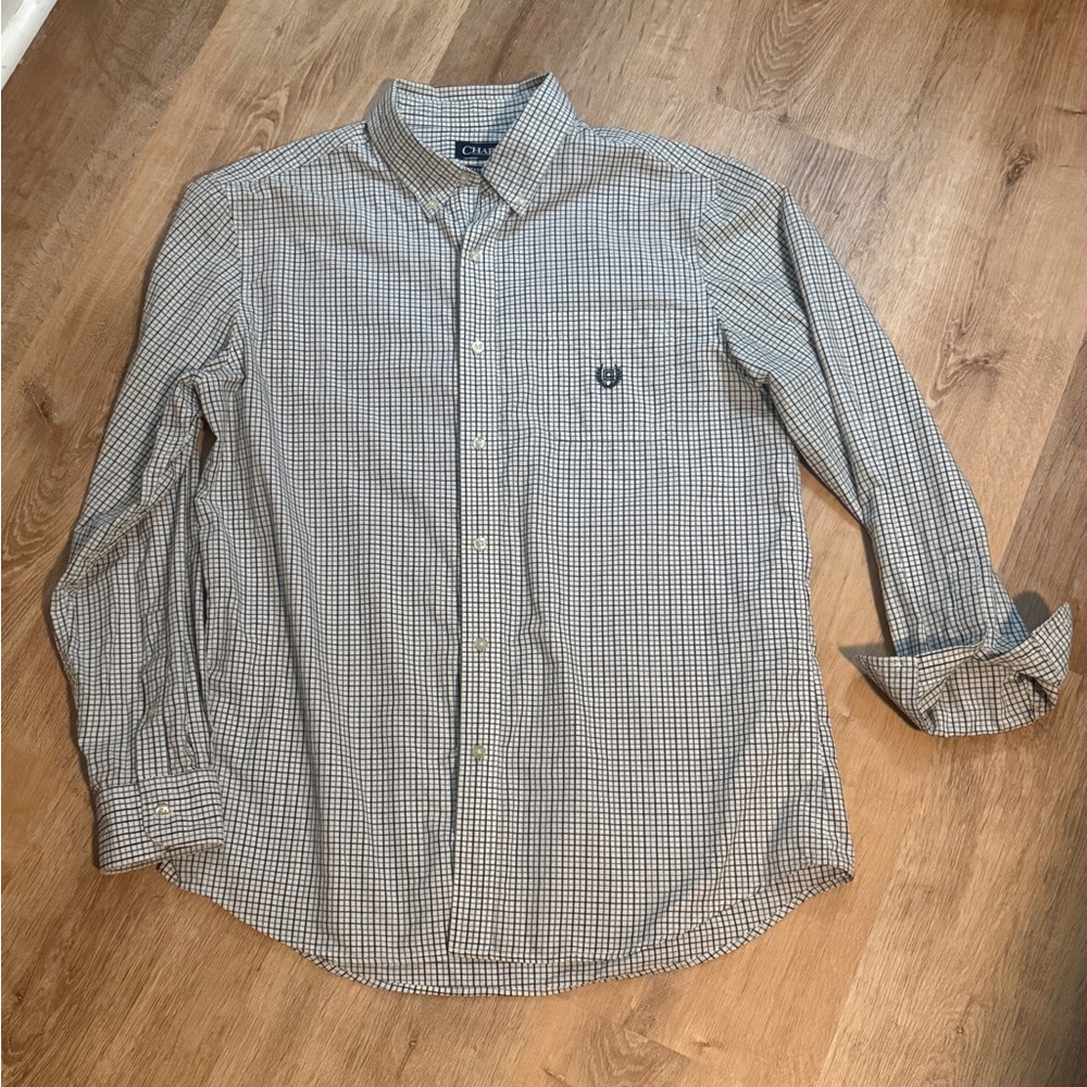 Chaps Men's Plaid Button-Down Shirt - Black and White
